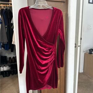 SHEIN Red Asymmetrical Ruched Bodycon Dress